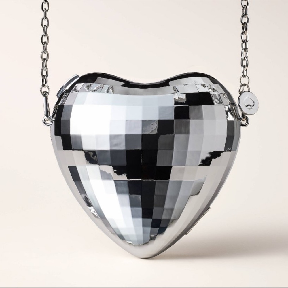 Kate Spate limited editionX target disco Silver Heart-Shaped Crossbody Bag new
